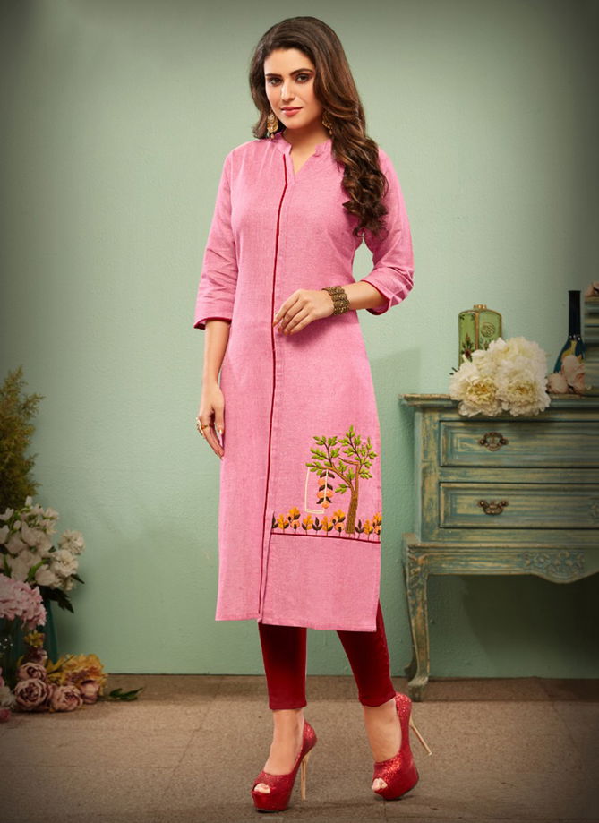 Impression Hamdloom Cotton Designer Hand Embroidery Festival Wear Kurti Collection 1001-1008